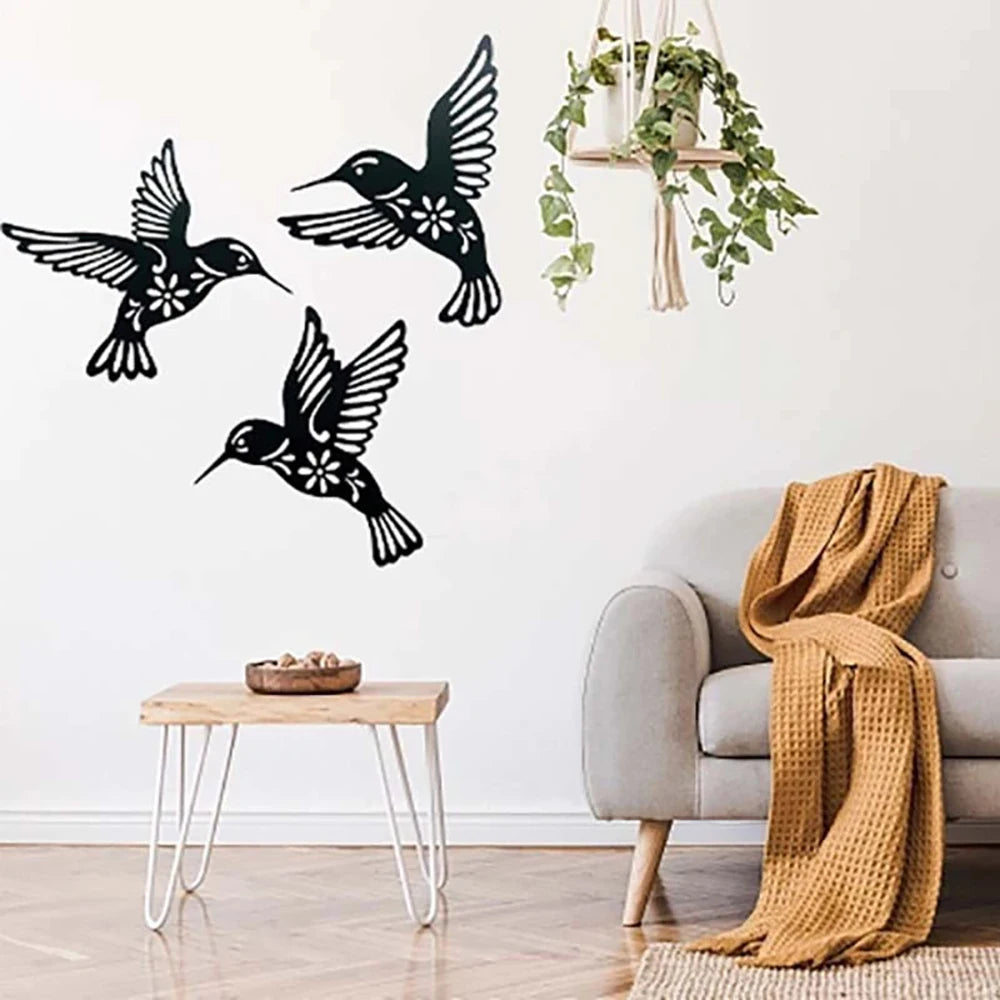 Metal Hummingbird Wall Art (3pcs)