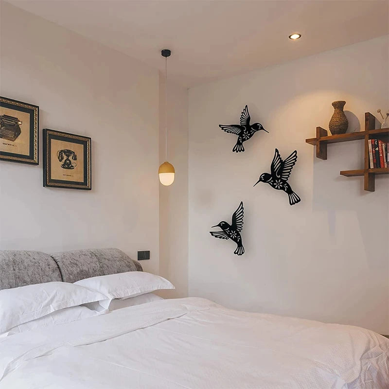 Metal Hummingbird Wall Art (3pcs)